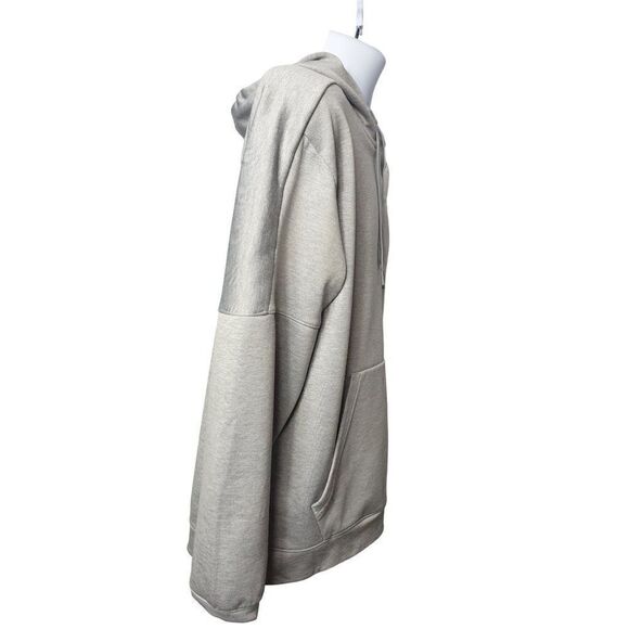 Men's Adidas Fleece Pullover Hoodie Large Sweatshirt Grey Logo Large - Picture 3 of 7